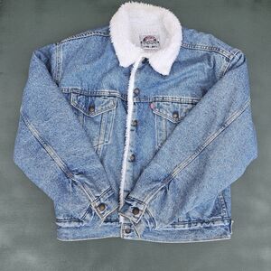 Signature by Levi Strauss Blue Denim Jacket with White Sherpa Lining